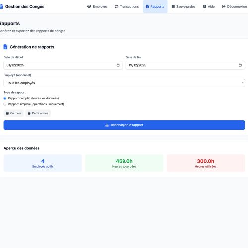 Applications professionnelles sur mesure - Gestion des Congés