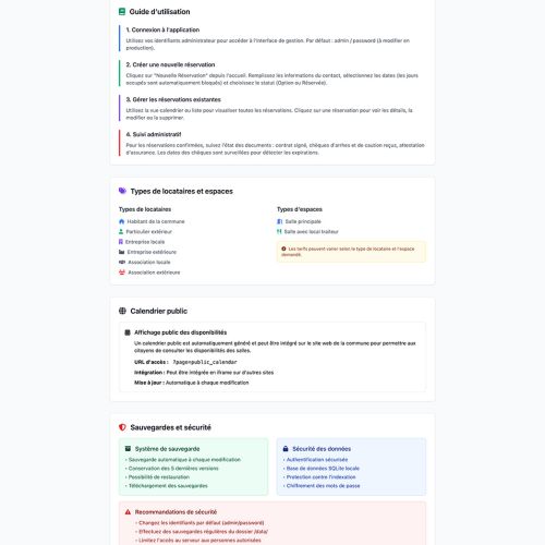 Applications professionnelles sur mesure - Réservation de Salle Événementielle