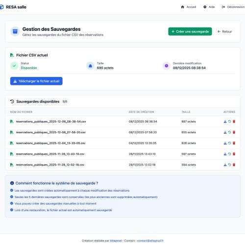 Applications professionnelles sur mesure - Réservation de Salle Événementielle