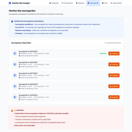 Applications professionnelles sur mesure - Gestion des Congés