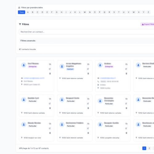 Applications professionnelles sur mesure - Annuaire de Contacts